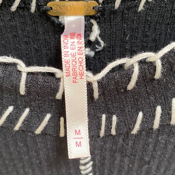 Free People Black Dress with Cream Stitching, Medium - Picture 3 of 12